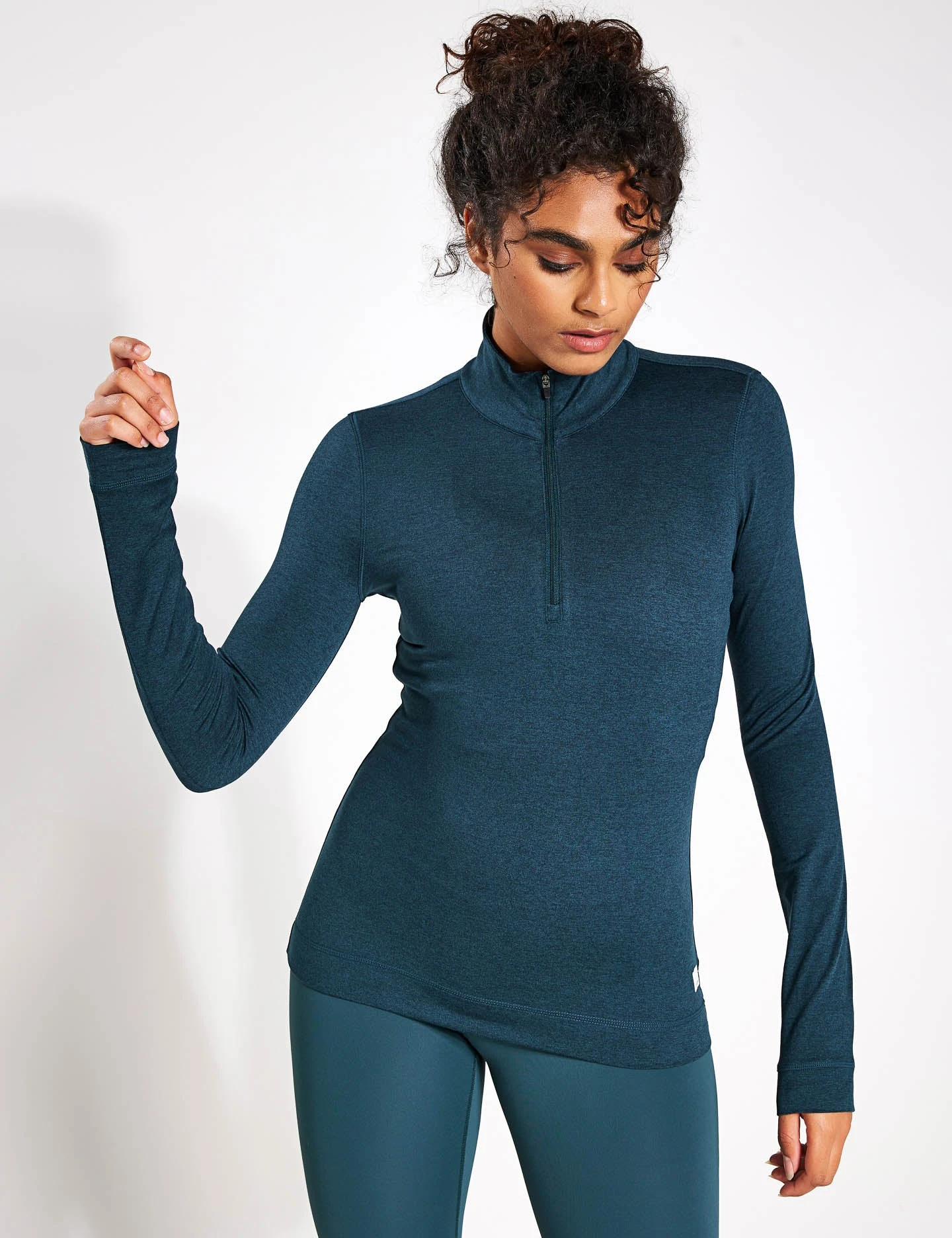 Vuori Halo Essential 1/2 Zip - Beryl Heather 1 Vuori Halo Essential 1/2 Zip - Beryl Heather