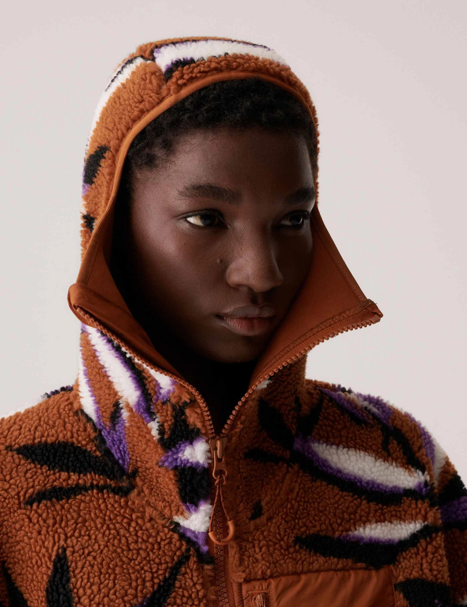 Jacquard Fleece Top - Dark Caramel/Lilac 5 Jacquard Fleece Top - Dark Caramel/Lilac - Image 5