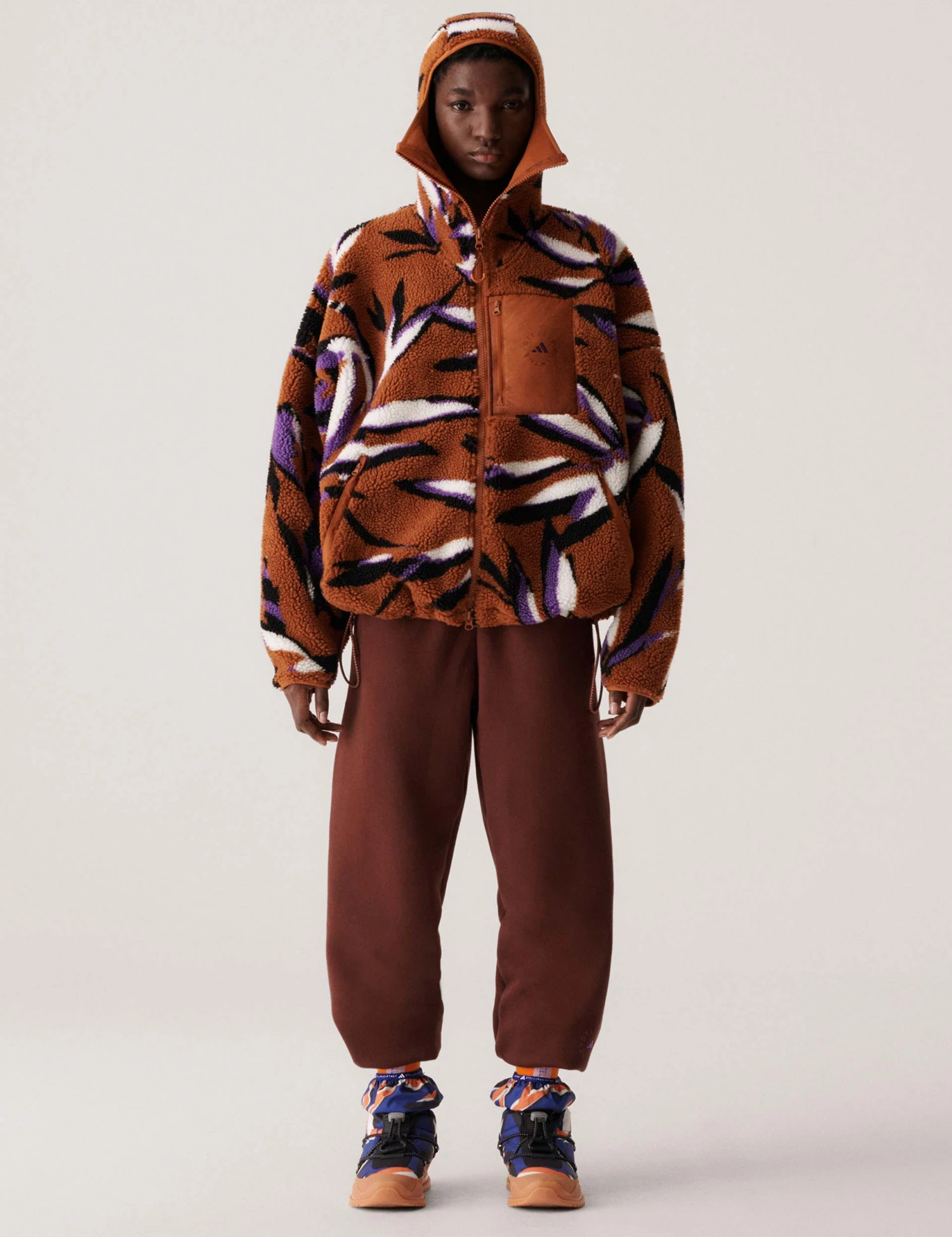 Jacquard Fleece Top - Dark Caramel/Lilac 6 Jacquard Fleece Top - Dark Caramel/Lilac - Image 6