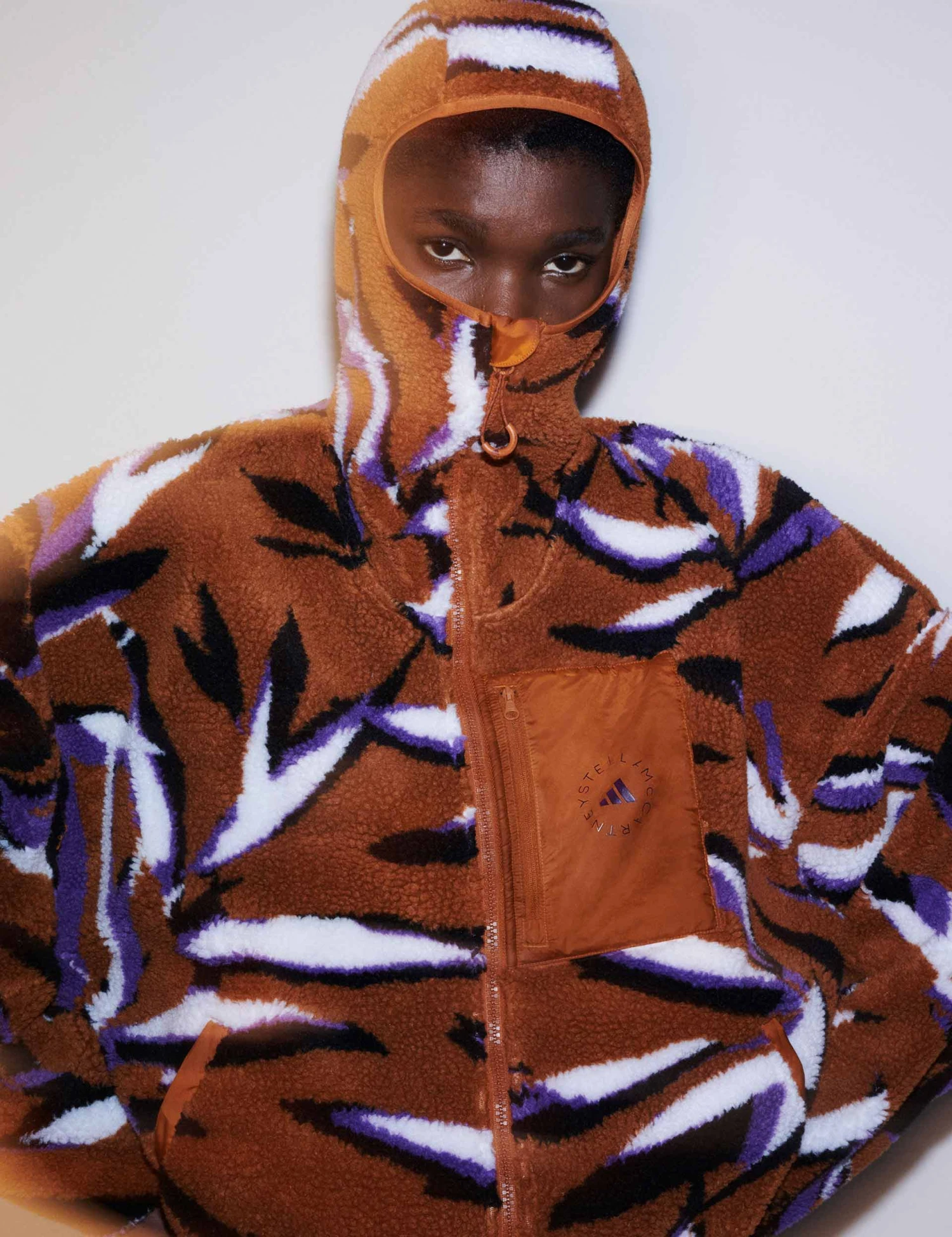 Jacquard Fleece Top - Dark Caramel/Lilac 4 Jacquard Fleece Top - Dark Caramel/Lilac - Image 4