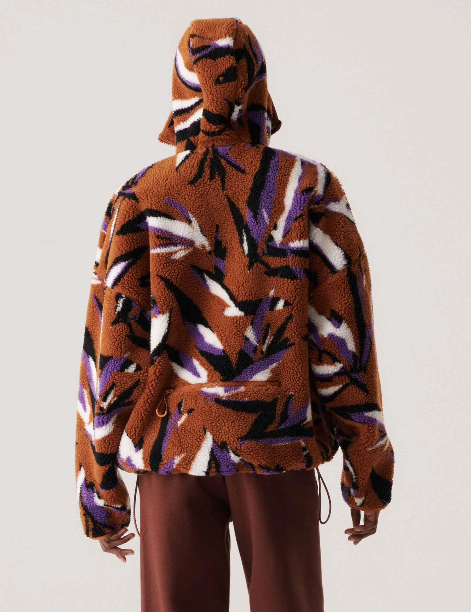 Jacquard Fleece Top - Dark Caramel/Lilac 2 Jacquard Fleece Top - Dark Caramel/Lilac - Image 2