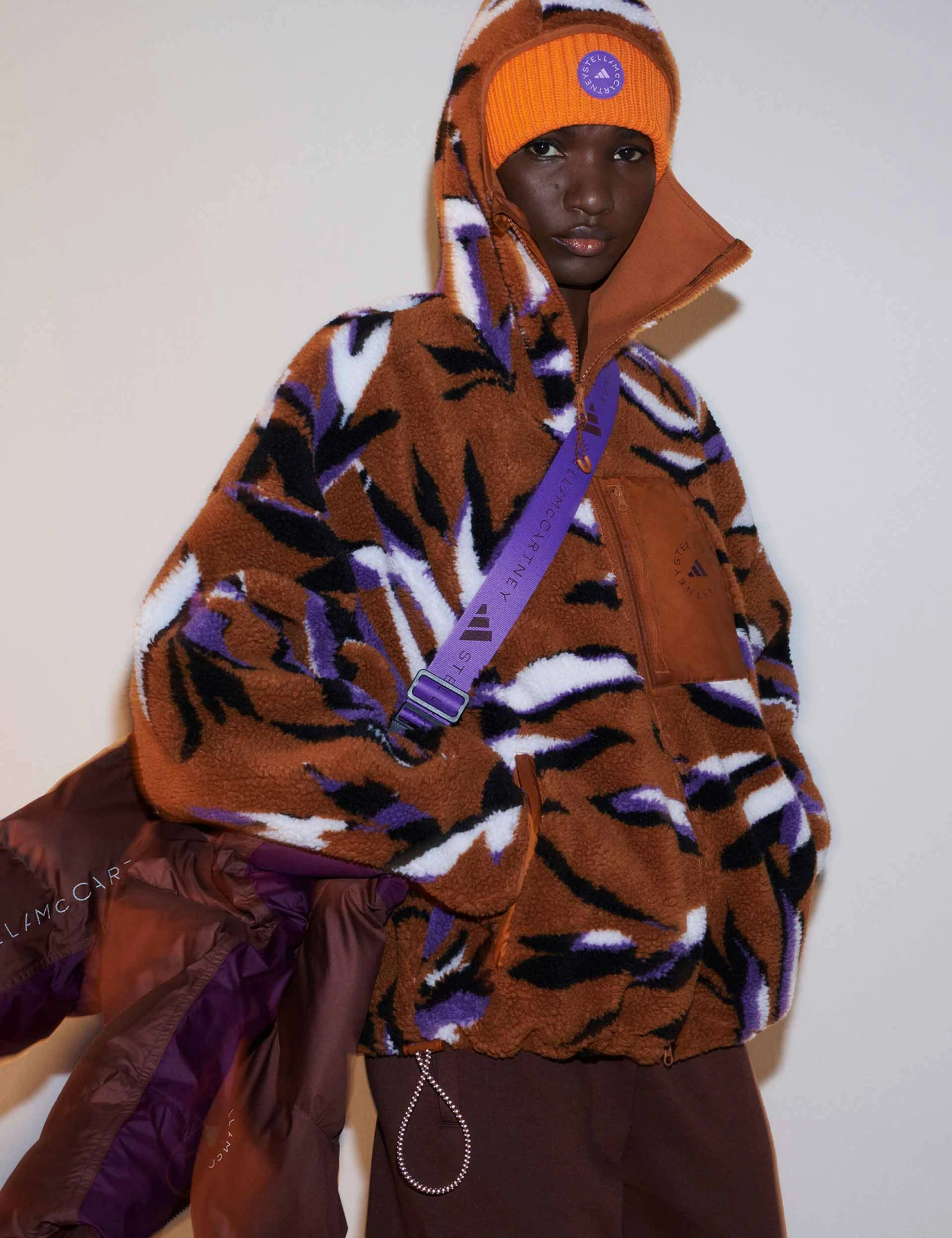 Jacquard Fleece Top - Dark Caramel/Lilac 3 Jacquard Fleece Top - Dark Caramel/Lilac - Image 3