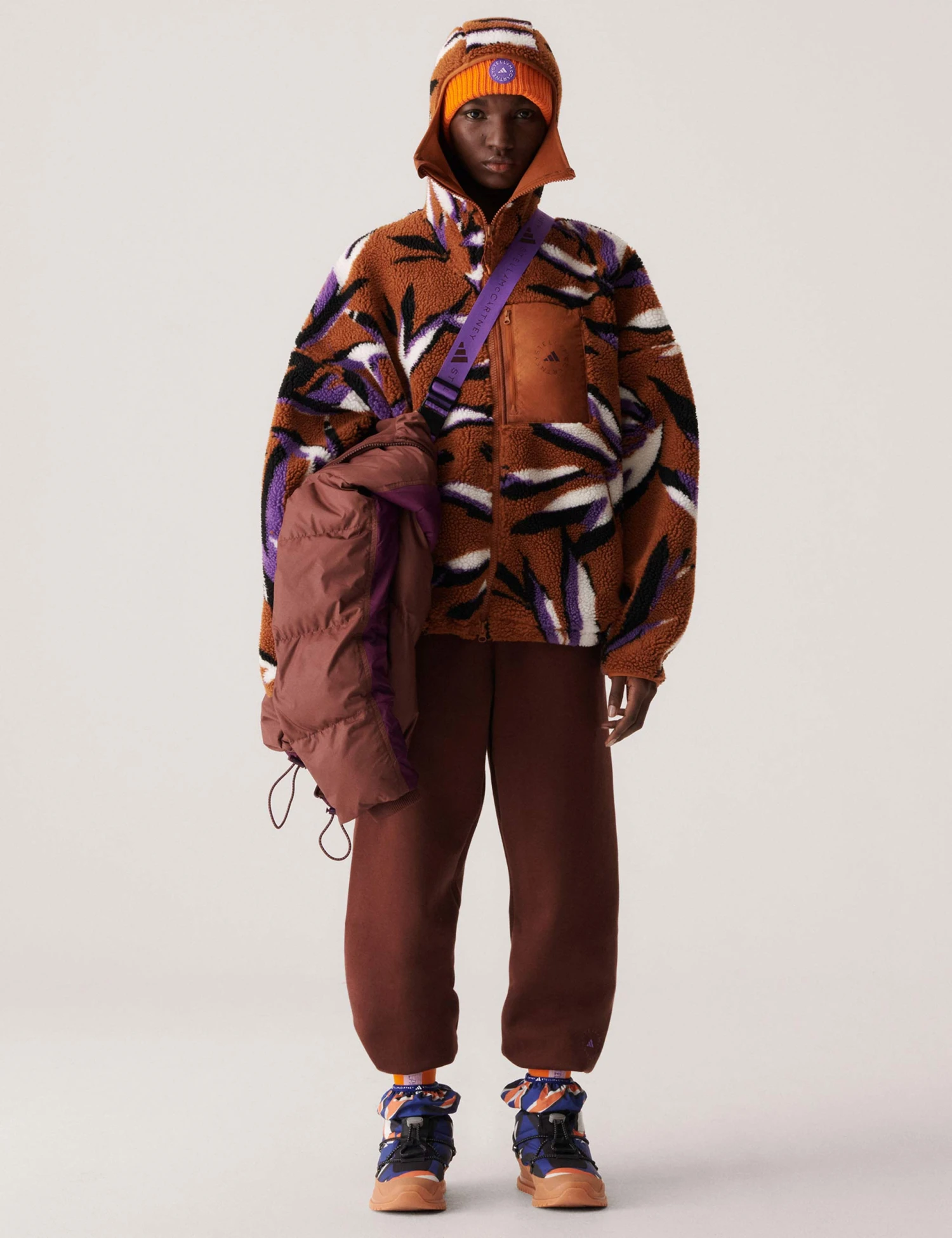 Jacquard Fleece Top - Dark Caramel/Lilac 7 Jacquard Fleece Top - Dark Caramel/Lilac - Image 7