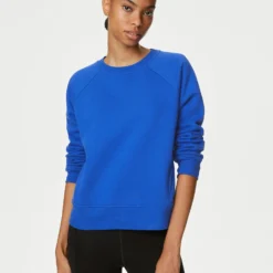 Cotton Rich Crew Neck Sweatshirt - Electric Blue