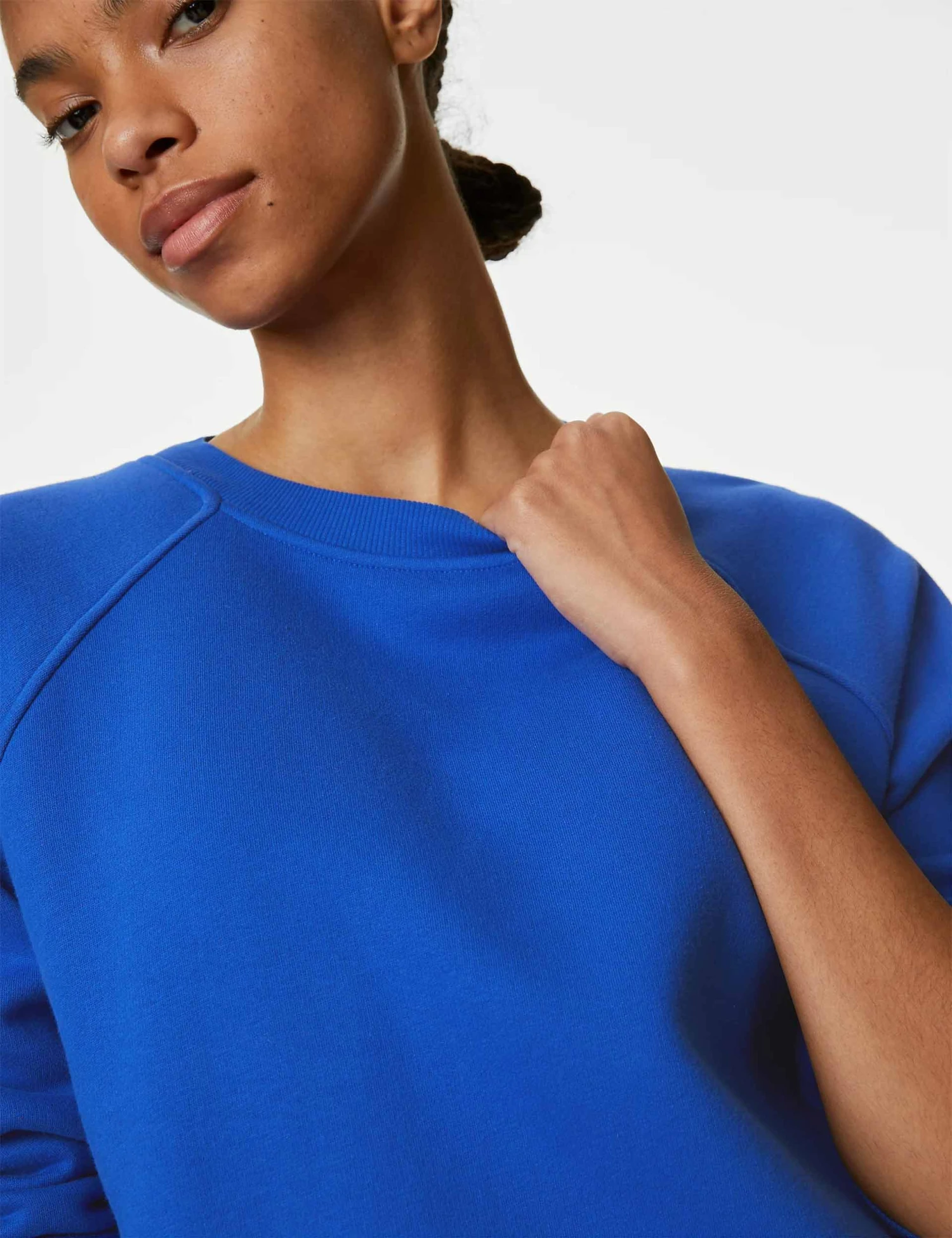 Cotton Rich Crew Neck Sweatshirt - Electric Blue 3 Cotton Rich Crew Neck Sweatshirt - Electric Blue - Image 3