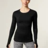 Scoop Neck Long Sleeve Top - Black