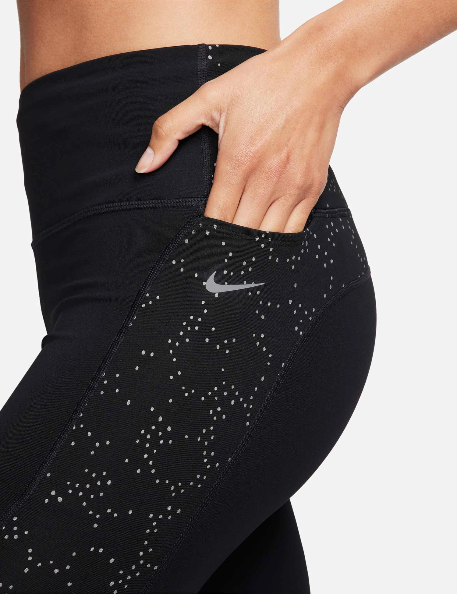 Nike Fast Mid-Rise 7/8 Leggings - Black/Reflective Silver 4 Nike Fast Mid-Rise 7/8 Leggings - Black/Reflective Silver - Image 4