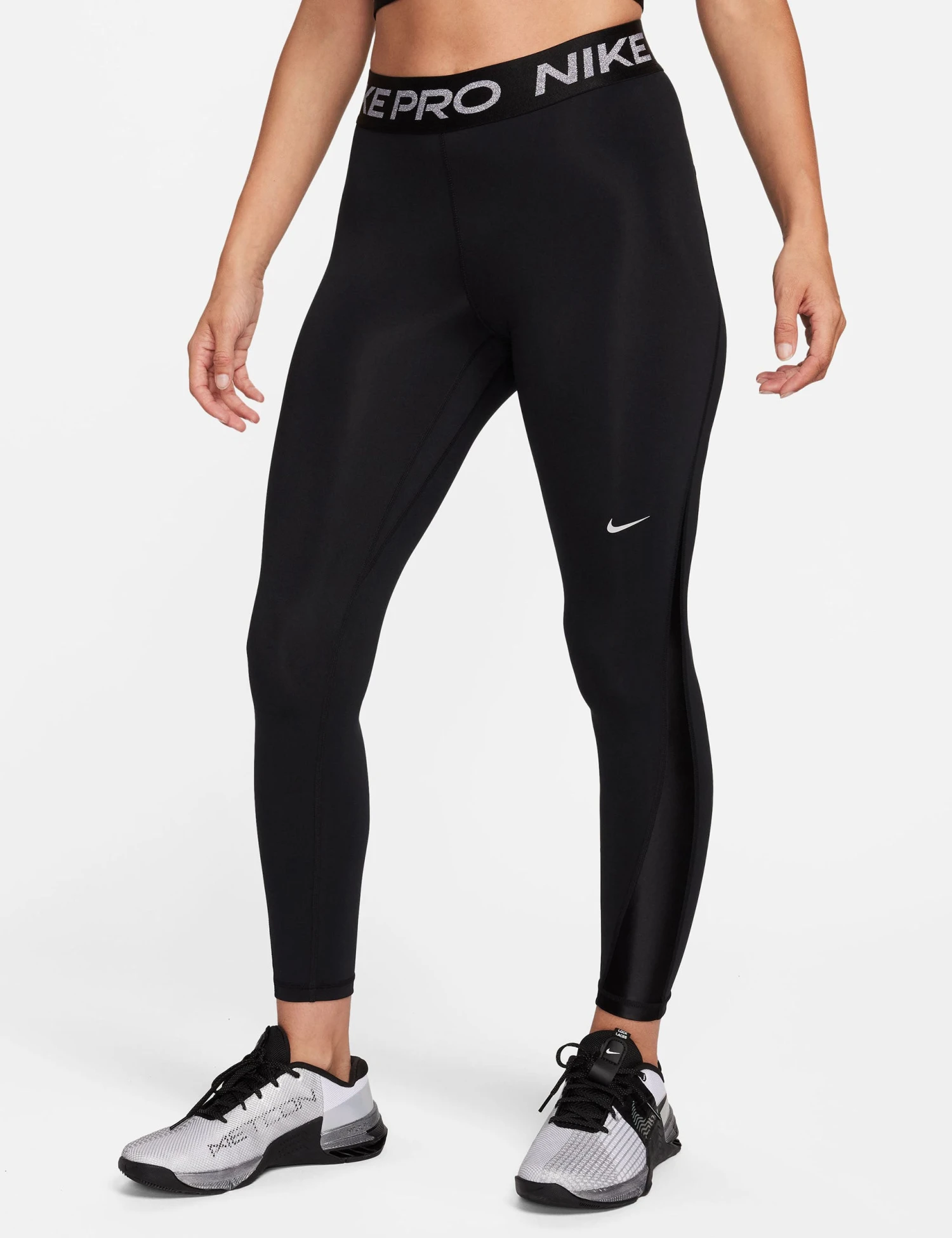Nike Pro 7/8 Leggings - Black/Metallic Silver 1 Nike Pro 7/8 Leggings - Black/Metallic Silver