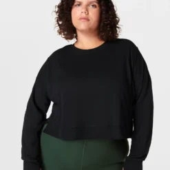 Sweaty Betty After Class Crop Sweatshirt - Black