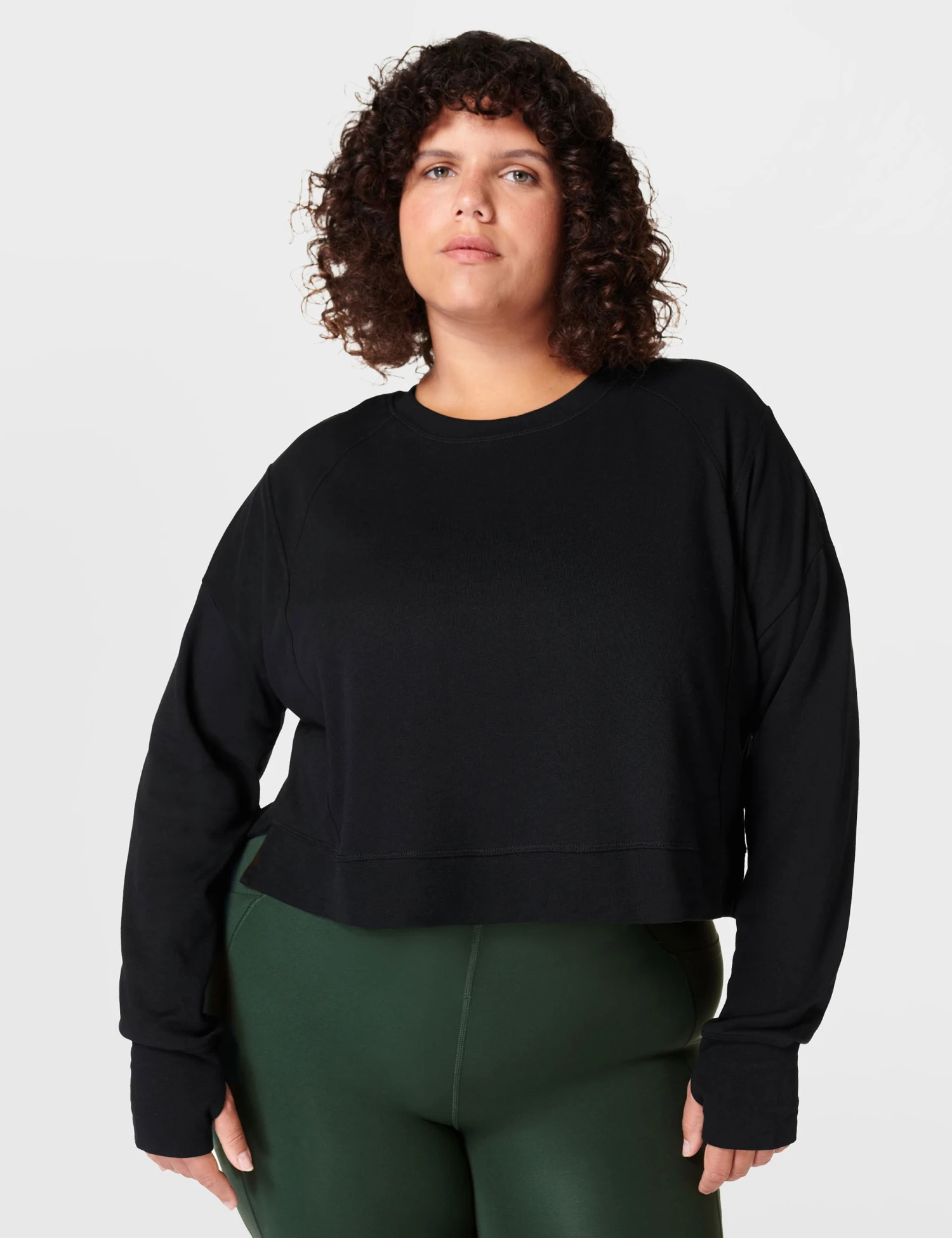 Sweaty Betty After Class Crop Sweatshirt - Black 1 Sweaty Betty After Class Crop Sweatshirt - Black