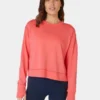 Sweaty Betty After Class Crop Sweatshirt - Coral Pink
