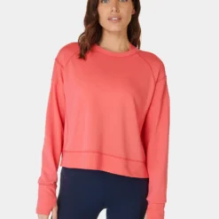 Sweaty Betty After Class Crop Sweatshirt - Coral Pink