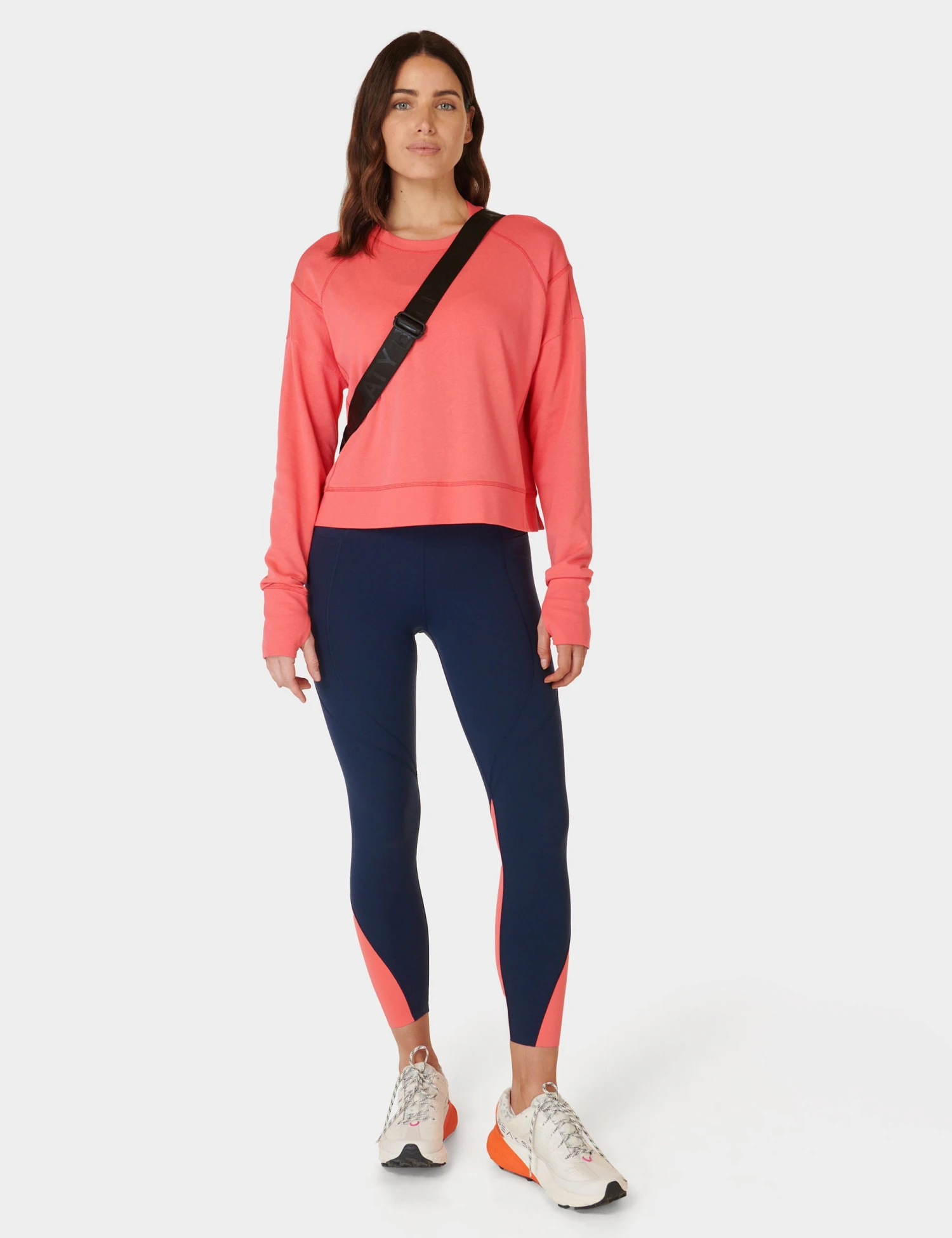 Sweaty Betty After Class Crop Sweatshirt - Coral Pink 6 Sweaty Betty After Class Crop Sweatshirt - Coral Pink - Image 6