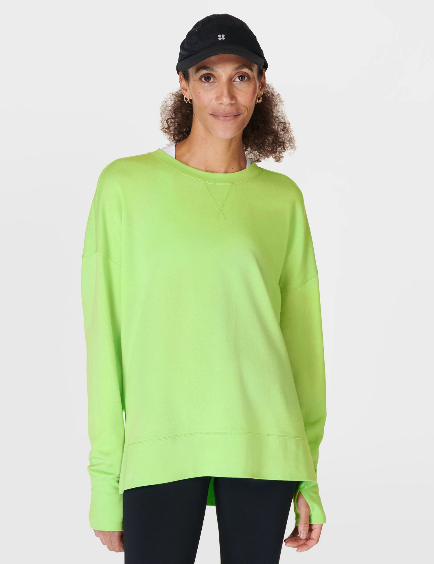 Sweaty Betty After Class Longline Sweatshirt - Zest Green 1 Sweaty Betty After Class Longline Sweatshirt - Zest Green