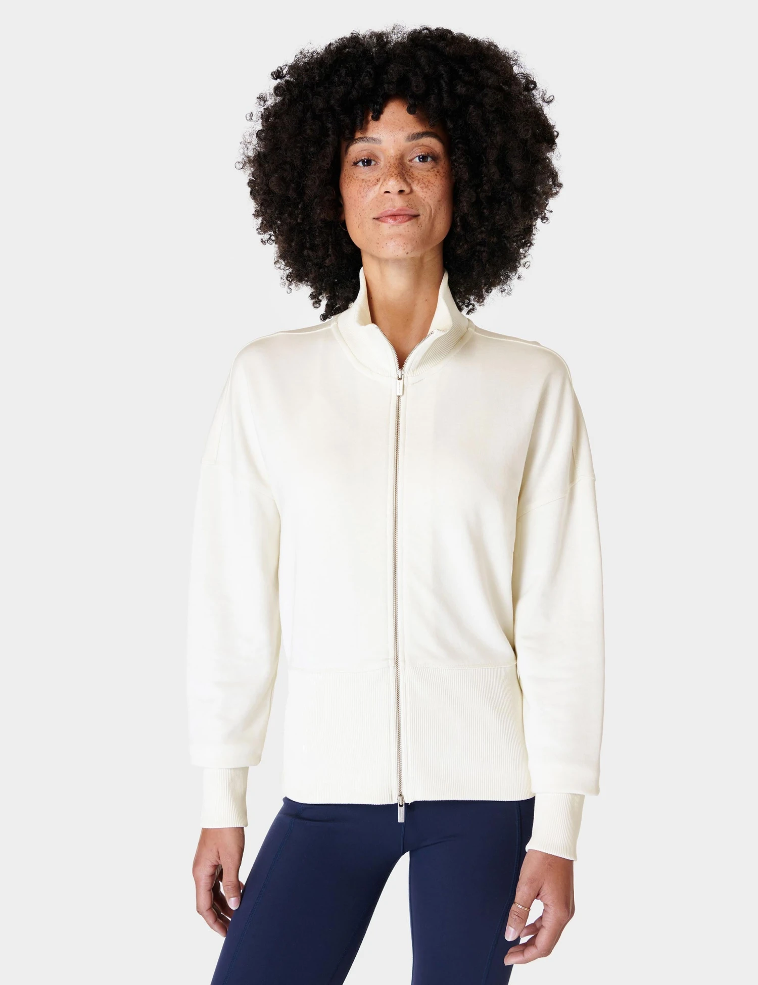 Sweaty Betty After Class Zip Up - Lily White 3 Sweaty Betty After Class Zip Up - Lily White - Image 3