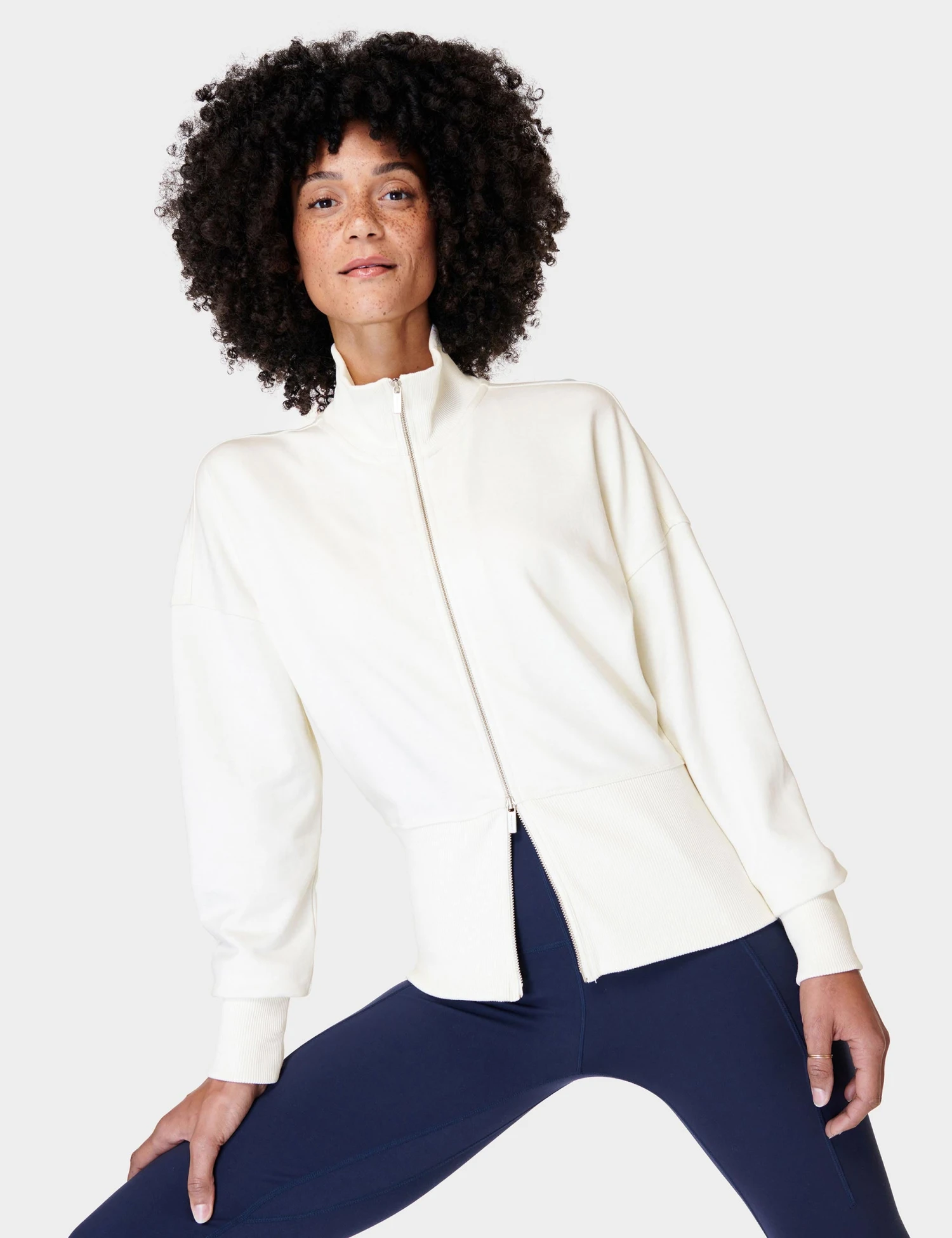 Sweaty Betty After Class Zip Up - Lily White 1 Sweaty Betty After Class Zip Up - Lily White