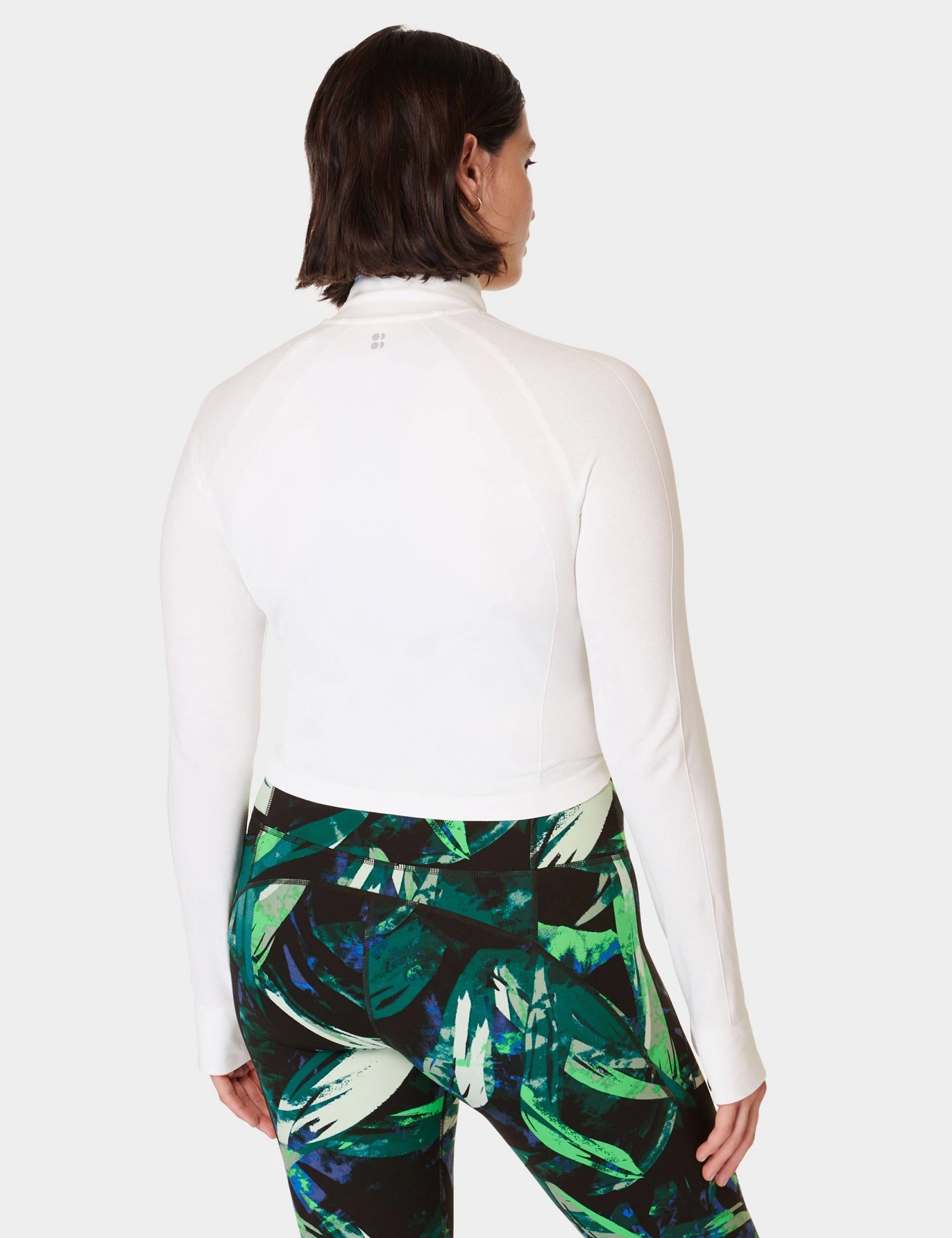 Sweaty Betty Athlete Crop Seamless Gym Zip Up - Lily White 2 Sweaty Betty Athlete Crop Seamless Gym Zip Up - Lily White - Image 2