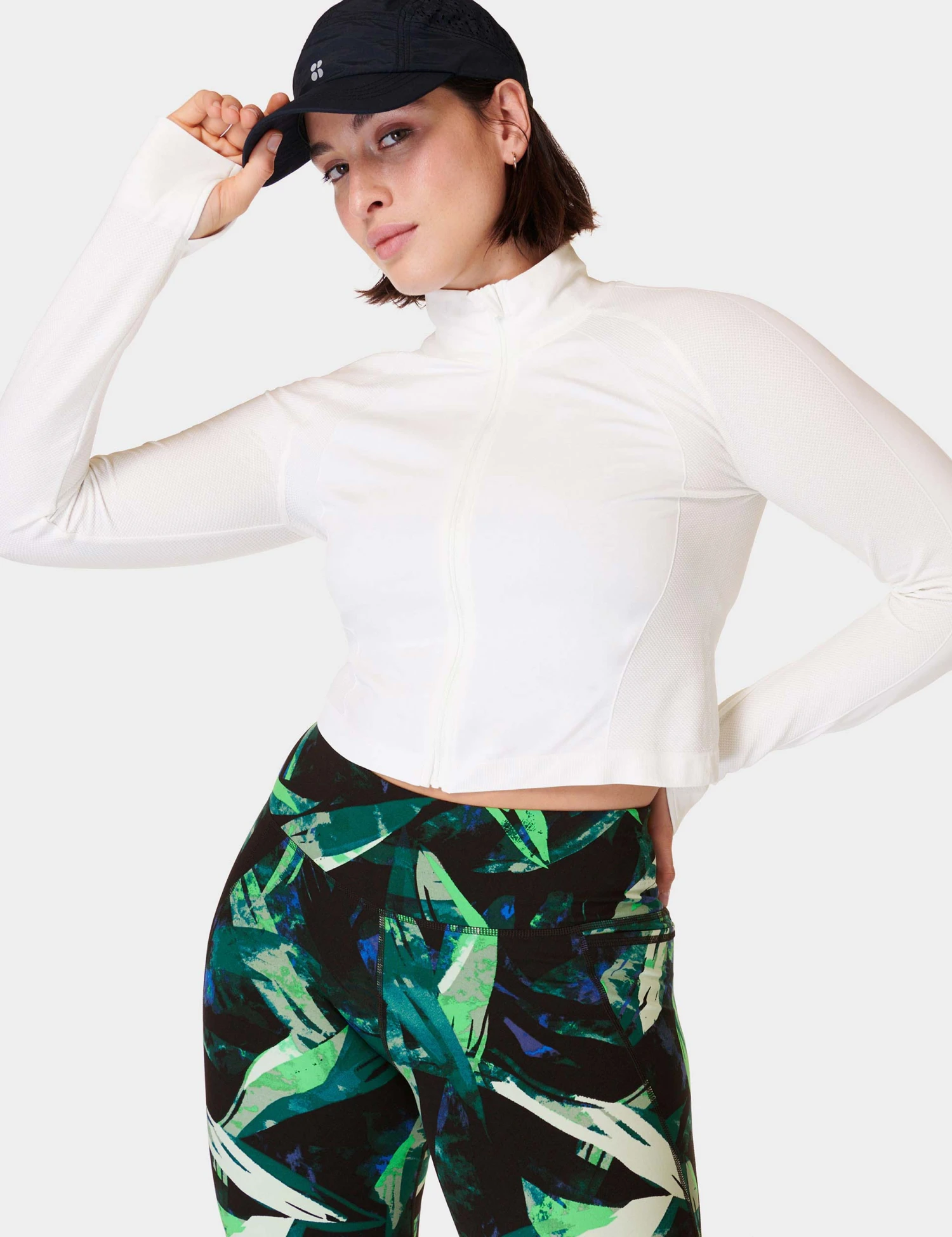 Sweaty Betty Athlete Crop Seamless Gym Zip Up - Lily White 5 Sweaty Betty Athlete Crop Seamless Gym Zip Up - Lily White - Image 5