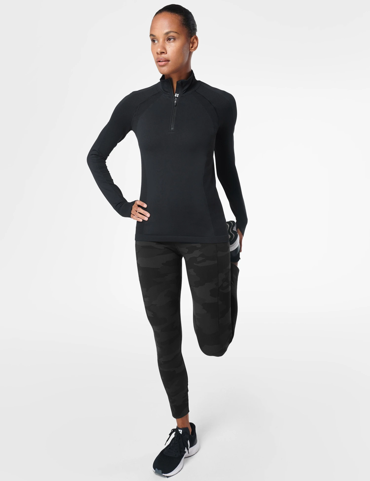 Sweaty Betty Athlete Seamless Half Zip Long Sleeve Top - Black 6 Sweaty Betty Athlete Seamless Half Zip Long Sleeve Top - Black - Image 6