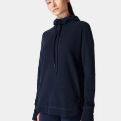 Sweaty Betty Escape Italian Fleece Hoody - Navy Blue