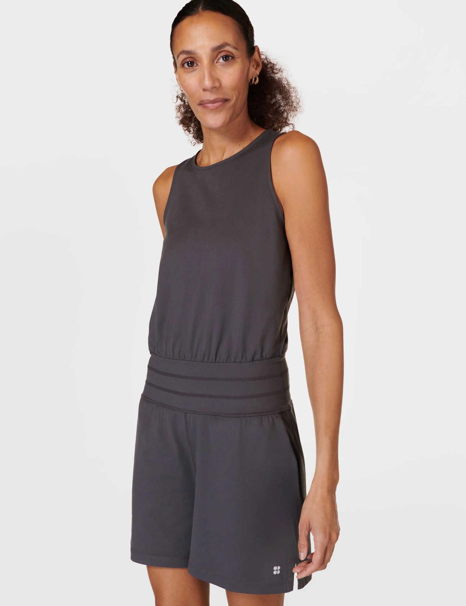 Sweaty Betty Gaia Performance Yoga Romper - Urban Grey 3 Sweaty Betty Gaia Performance Yoga Romper - Urban Grey - Image 3