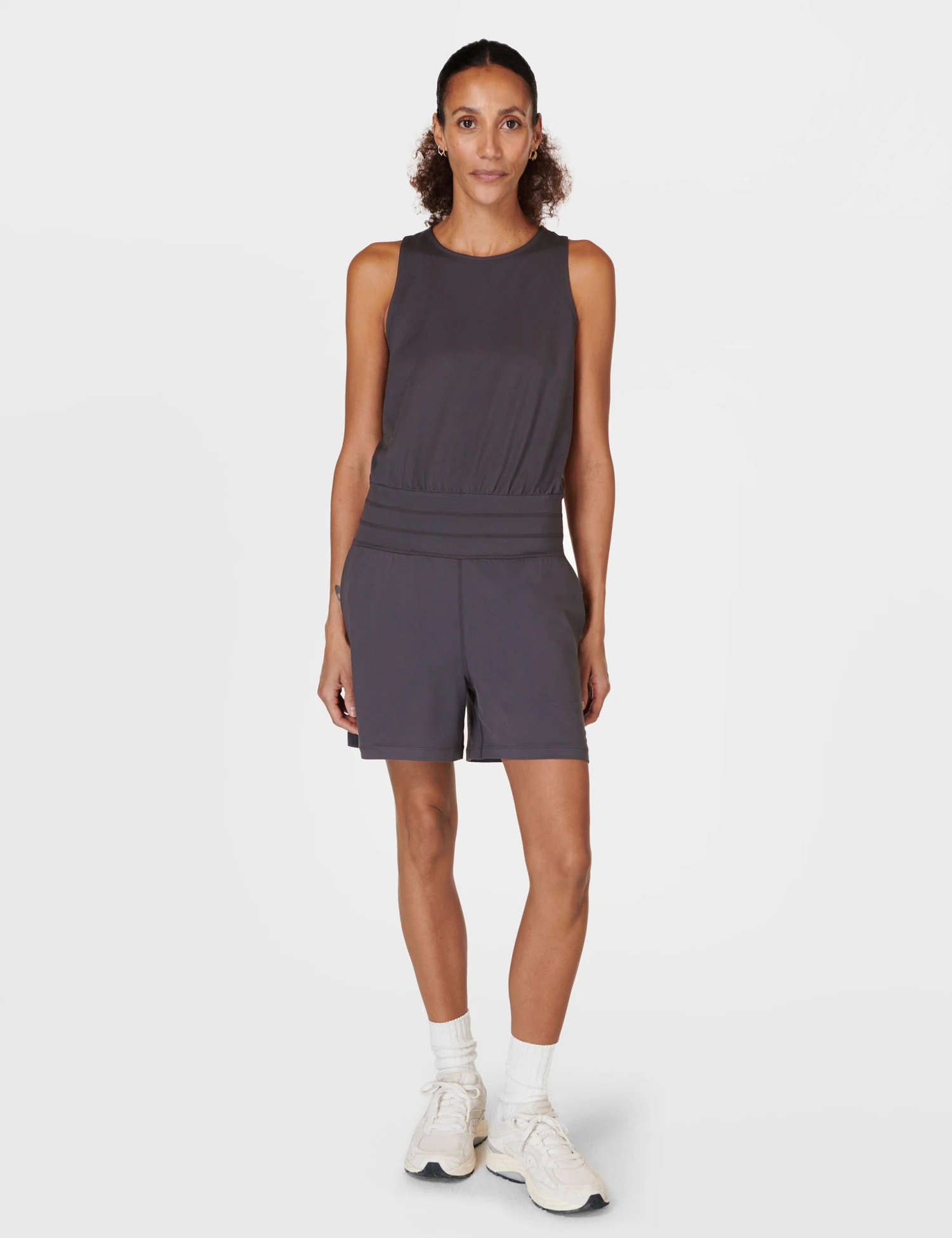 Sweaty Betty Gaia Performance Yoga Romper - Urban Grey 6 Sweaty Betty Gaia Performance Yoga Romper - Urban Grey - Image 6