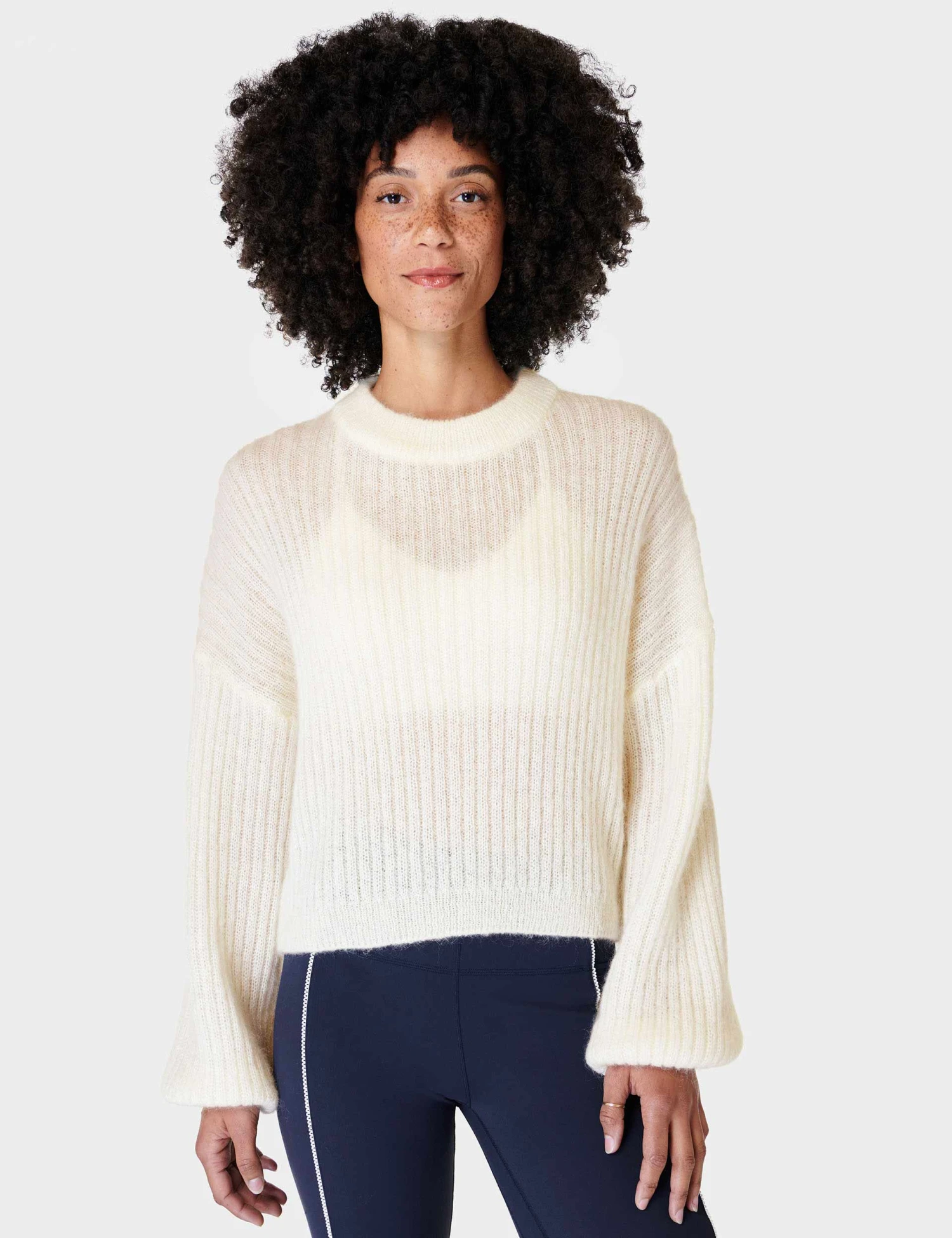 Sweaty Betty Hera Open Back Sweater - Lily White 2 Sweaty Betty Hera Open Back Sweater - Lily White - Image 2