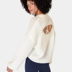 Sweaty Betty Hera Open Back Sweater - Lily White