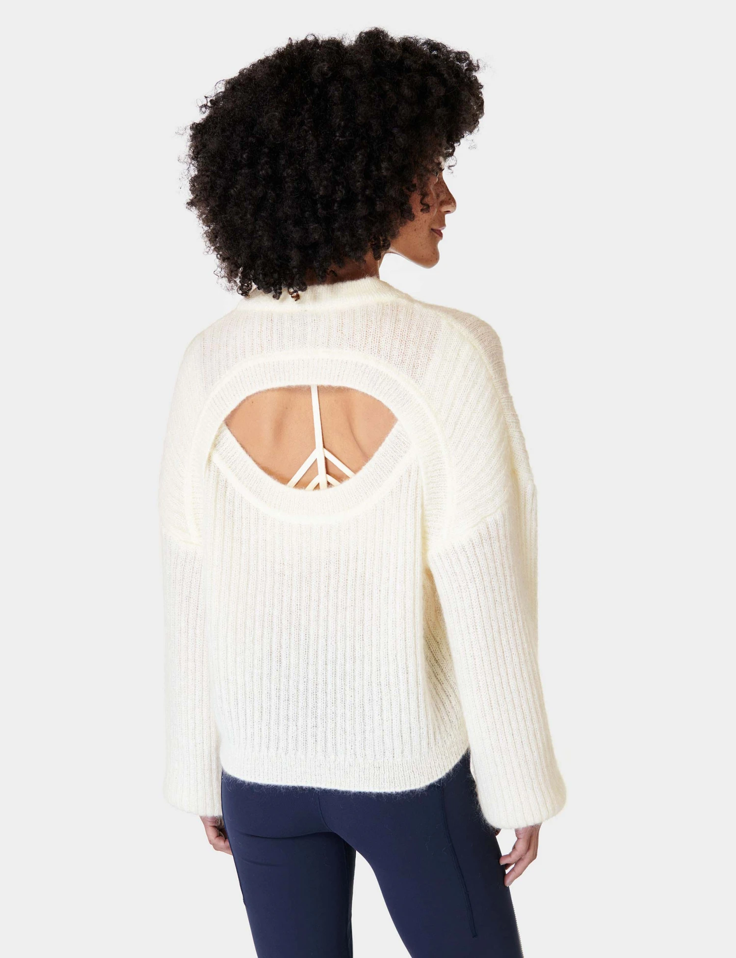 Sweaty Betty Hera Open Back Sweater - Lily White 3 Sweaty Betty Hera Open Back Sweater - Lily White - Image 3