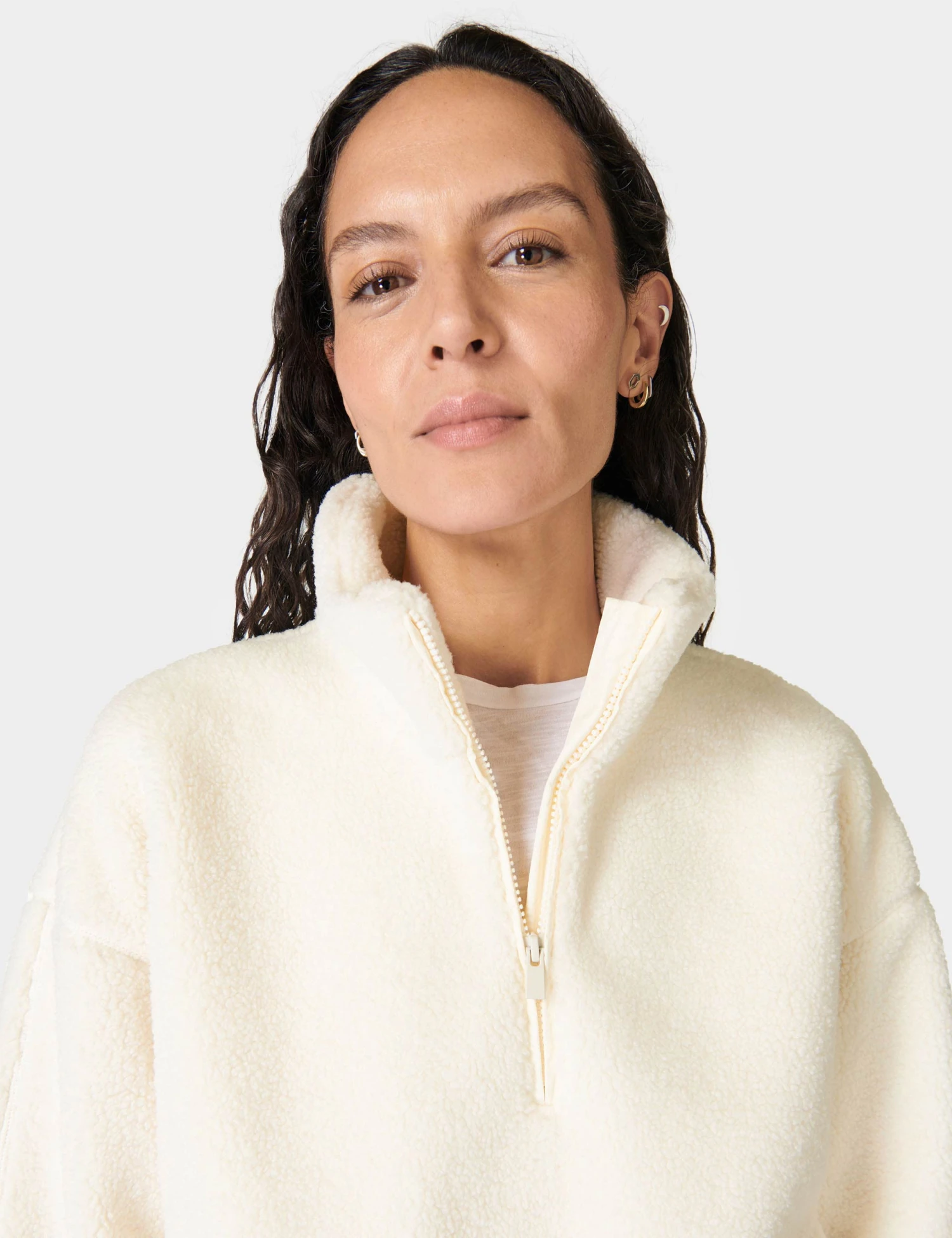 Sweaty Betty Plush Textured Half Zip Fleece - Studio White 2 Sweaty Betty Plush Textured Half Zip Fleece - Studio White - Image 2