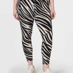 Sweaty Betty Power 7/8 Gym Leggings - Black Waved Zebra Print