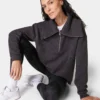 Sweaty Betty Restful Boucle Half Zip Sweatshirt - Urban Grey