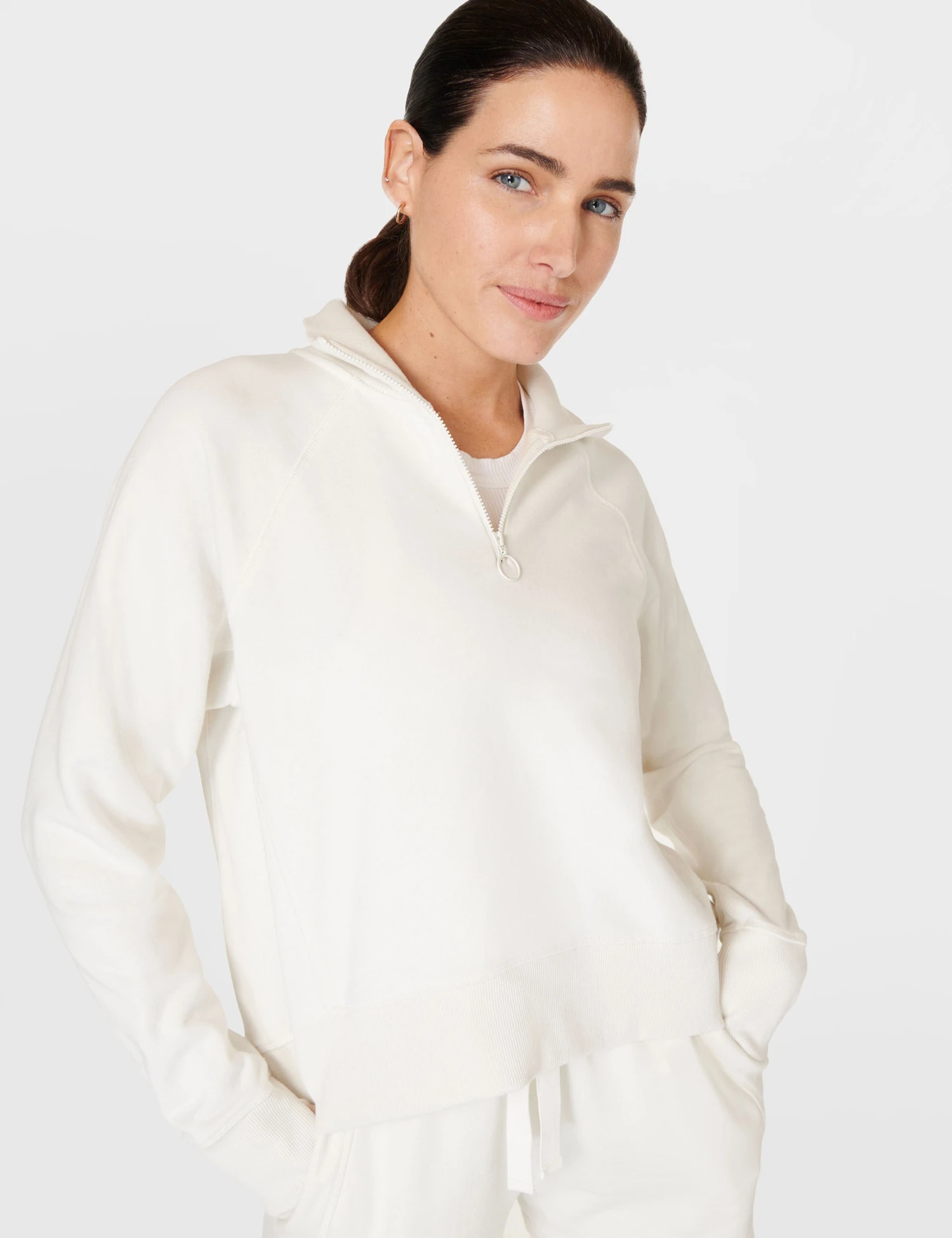 Sweaty Betty Revive Rib Half Zip Pullover - Lily White 3 Sweaty Betty Revive Rib Half Zip Pullover - Lily White - Image 3