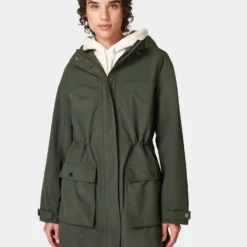Sweaty Betty Stride Waterproof Parka - Dark Forest Green