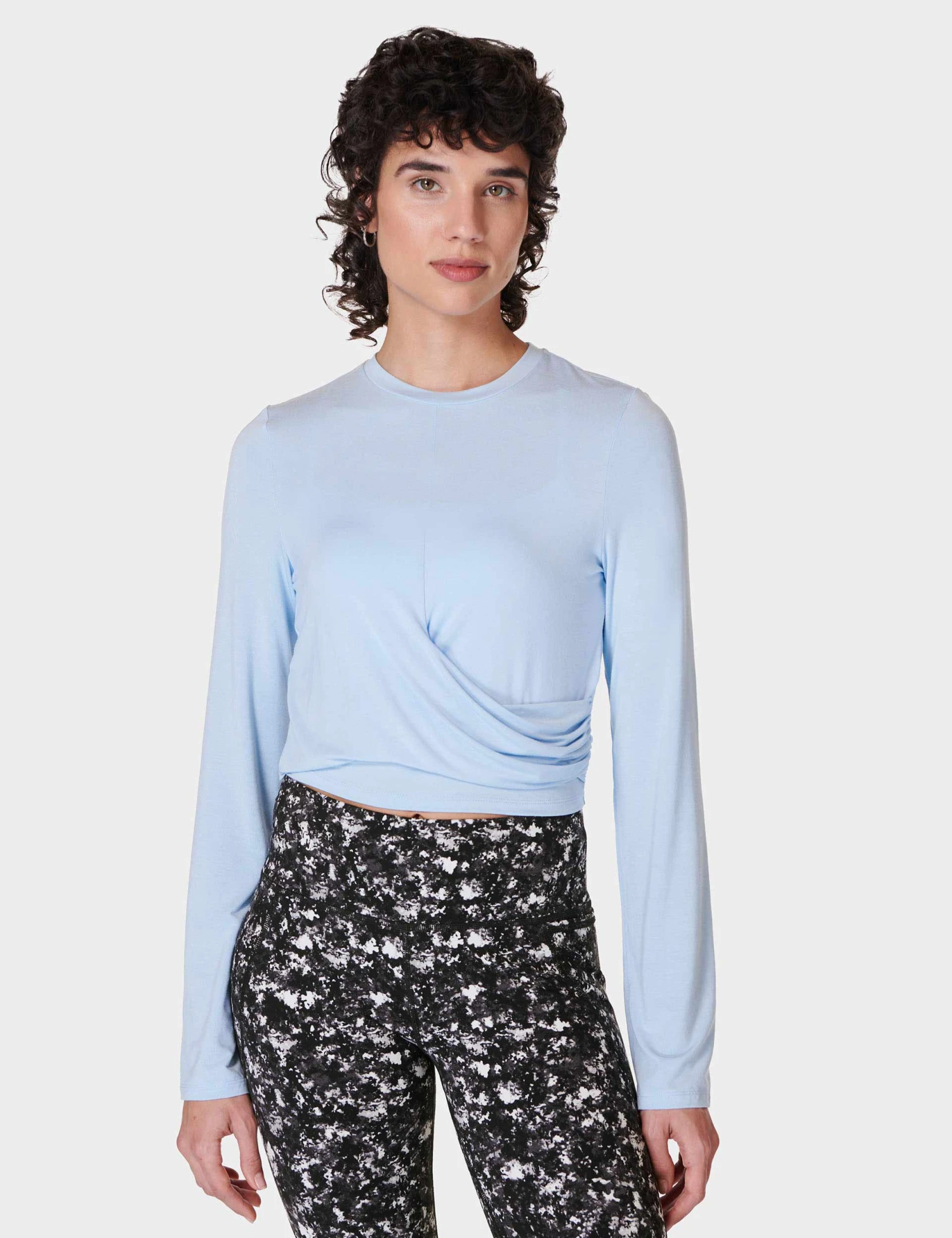 Sweaty Betty Wrap Front Long Sleeve Top - Breeze Blue 1 Sweaty Betty Wrap Front Long Sleeve Top - Breeze Blue