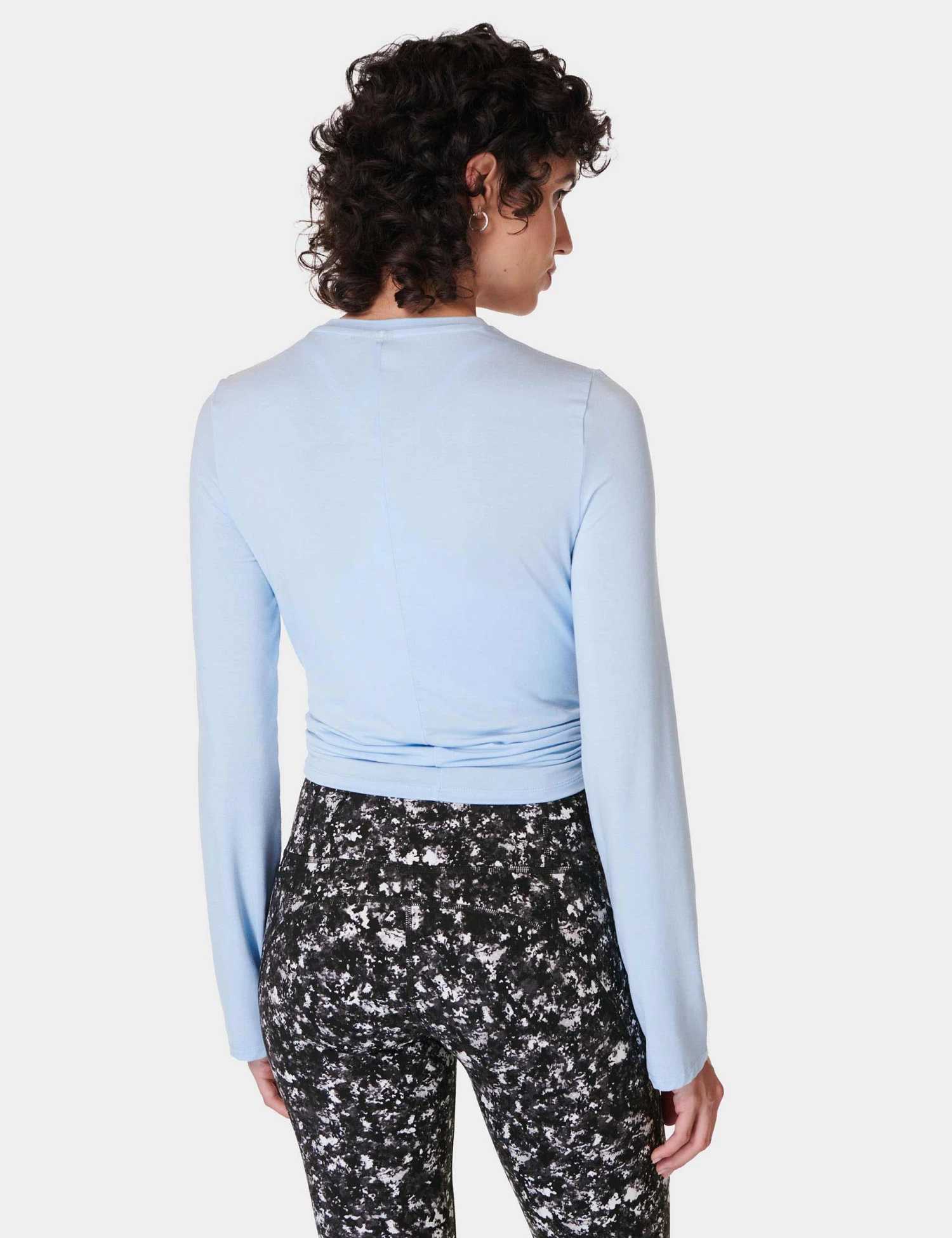 Sweaty Betty Wrap Front Long Sleeve Top - Breeze Blue 2 Sweaty Betty Wrap Front Long Sleeve Top - Breeze Blue - Image 2