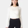 Sweaty Betty Wrap Front Long Sleeve Top - Lily White