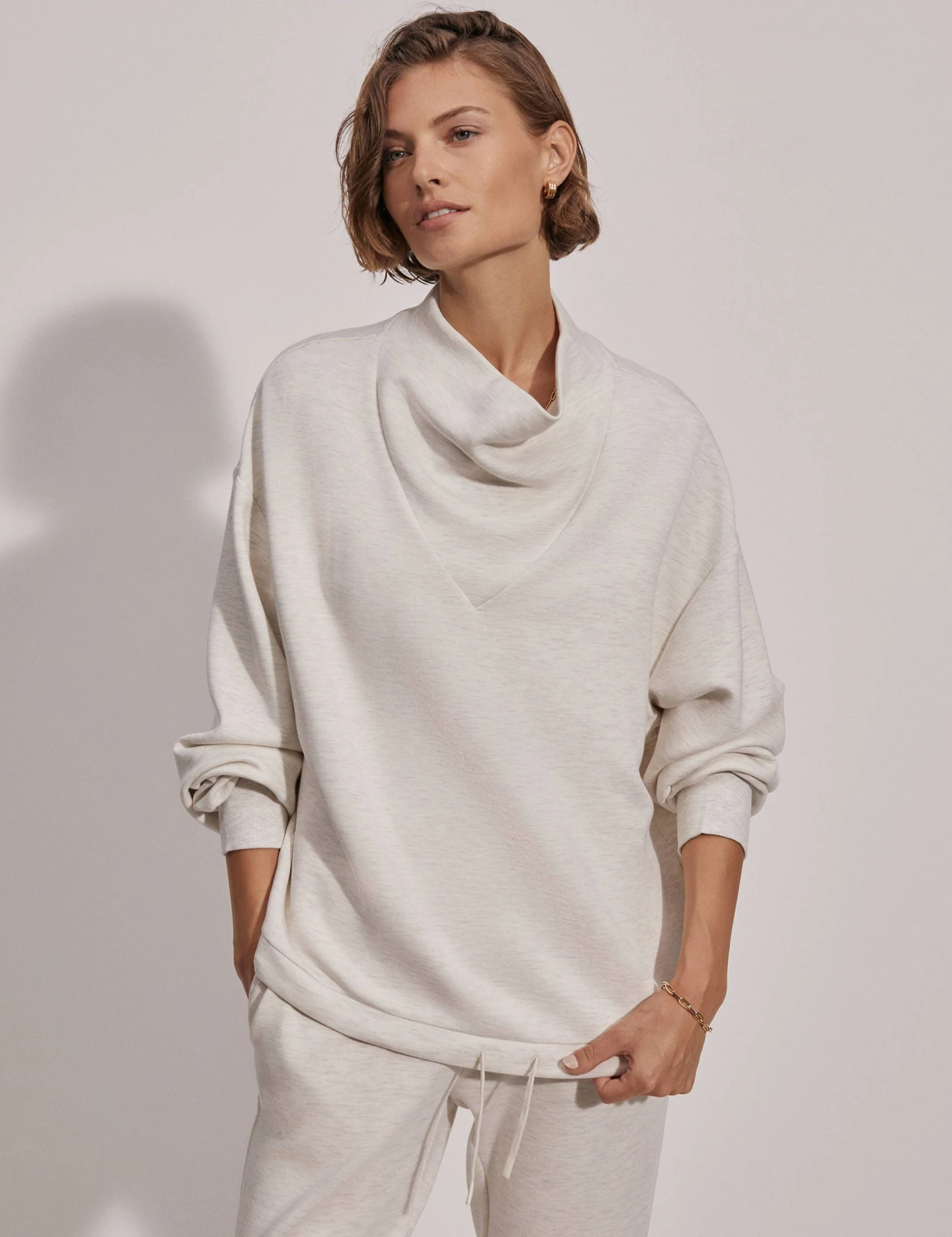Varley Betsy Sweat - Ivory Marl 1 Varley Betsy Sweat - Ivory Marl