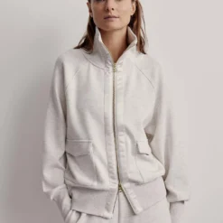 Varley Roxbury Zip-Through Sweat - Ivory Marl