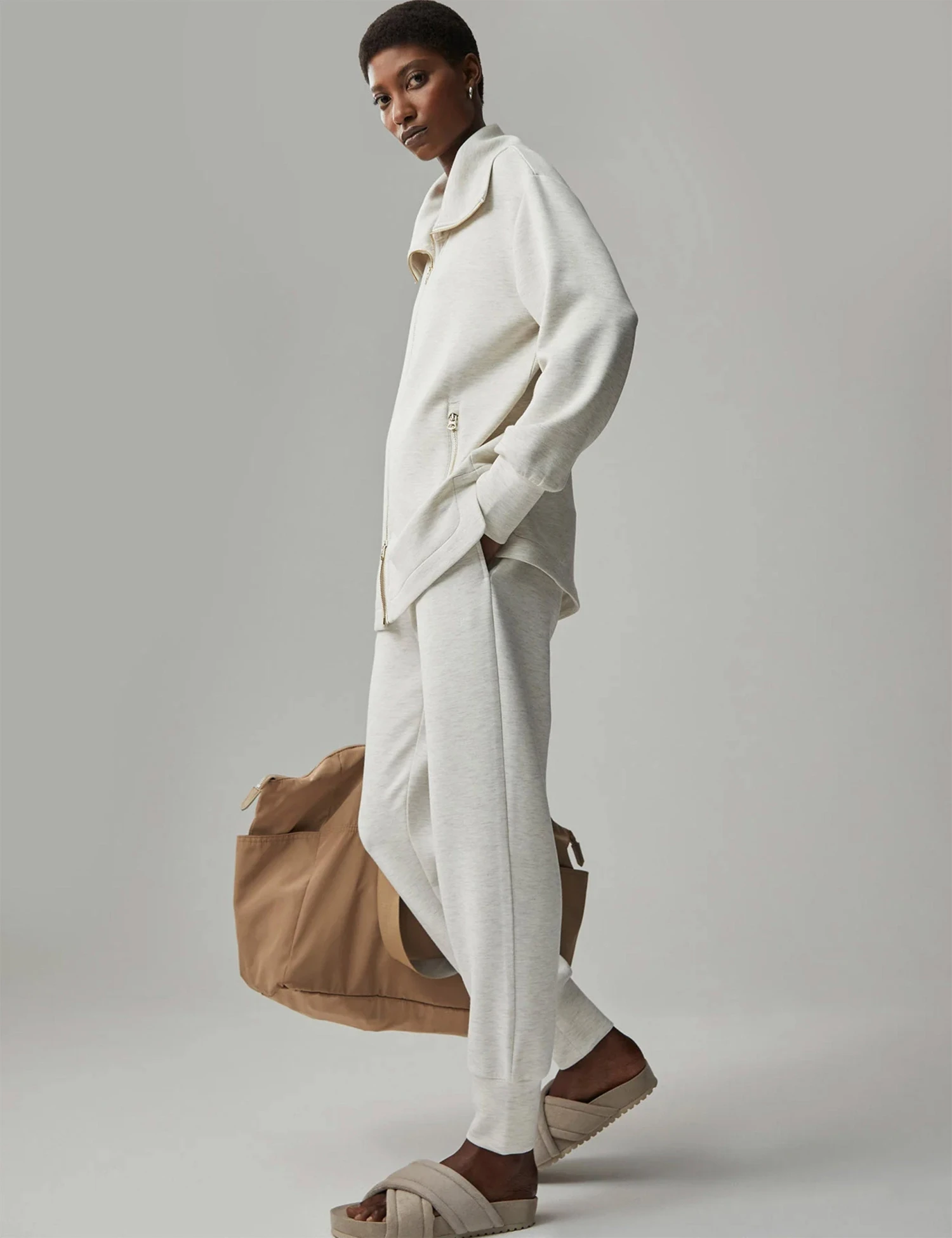 Varley The Slim Cuff Pant 25 Ivory Marl 6 Varley The Slim Cuff Pant 25 Ivory Marl - Image 6